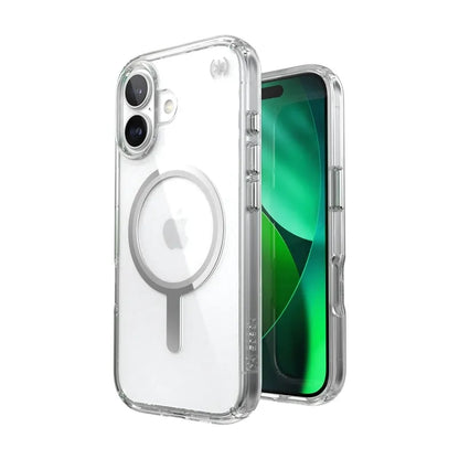 Speck Presidio Perfect Clear MagSafe - iPhone 17 dėklas (Skaidrus / Sidabrinis)
