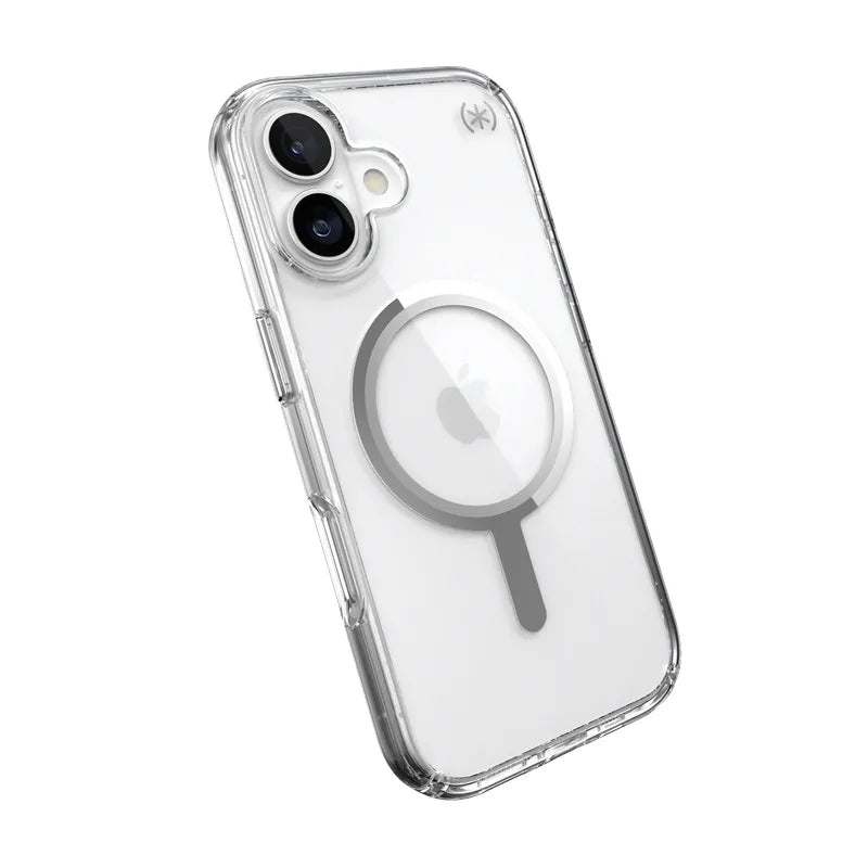 Speck Presidio Perfect Clear MagSafe - iPhone 17 dėklas (Skaidrus / Sidabrinis)