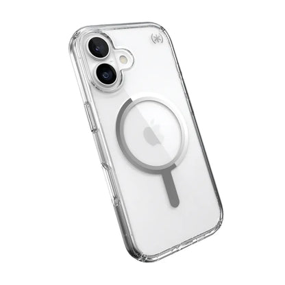 Speck Presidio Perfect Clear MagSafe - iPhone 17 dėklas (Skaidrus / Sidabrinis)