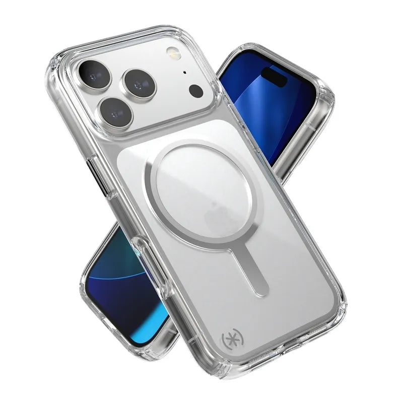 Speck Presidio Perfect Clear MagSafe - iPhone 17 Pro dėklas (Skaidrus / Sidabrinis)