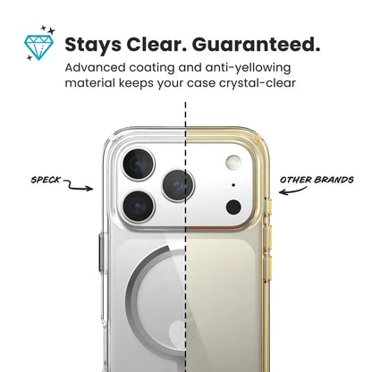 Speck Presidio Perfect Clear MagSafe - iPhone 17 Pro dėklas (Skaidrus / Sidabrinis)