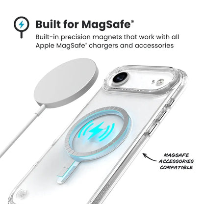 Speck Presidio Perfect Clear MagSafe – iPhone Air dėklas (Skaidrus / Sidabrinis)