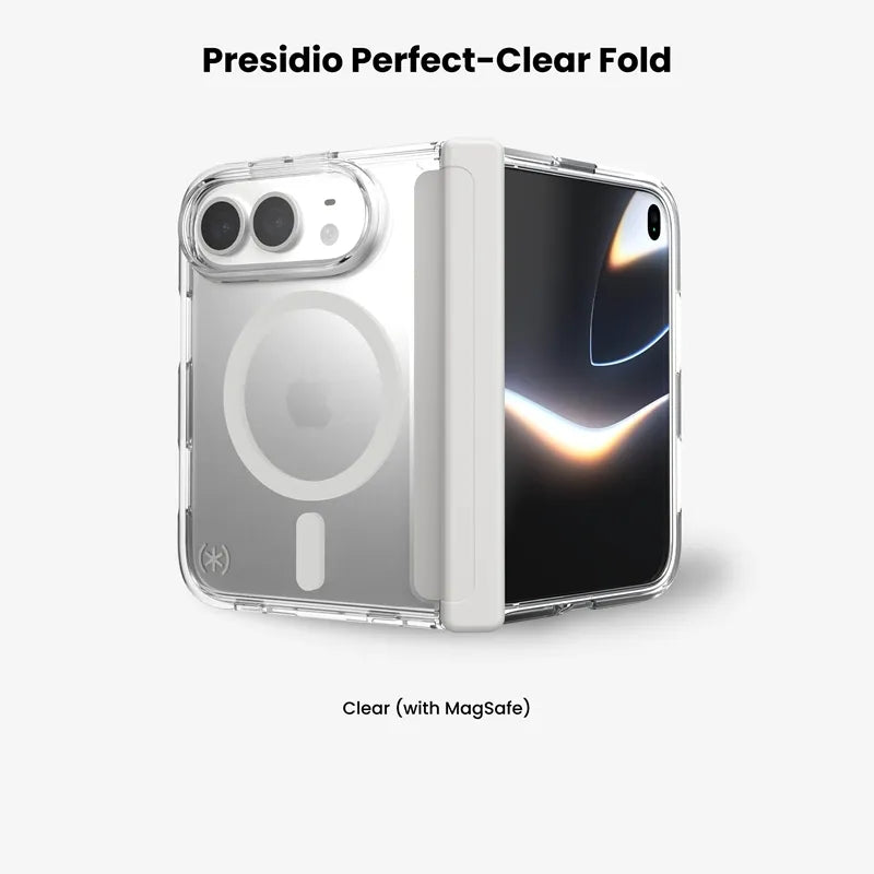 Speck Presidio Perfect Clear MagSafe – „iPhone Fold“ dėklas (skaidrus)