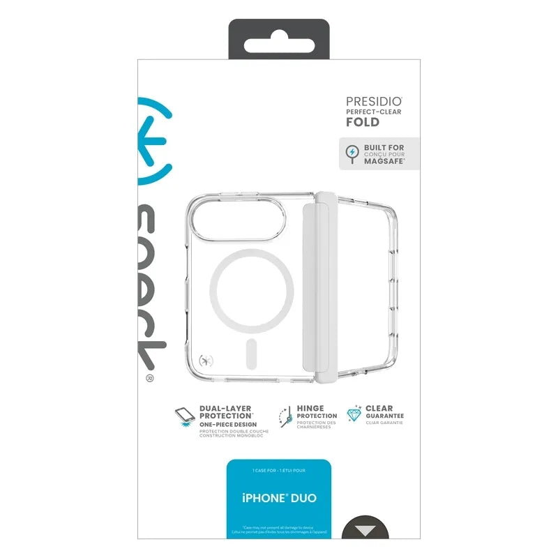 Speck Presidio Perfect Clear MagSafe – „iPhone Fold“ dėklas (skaidrus)