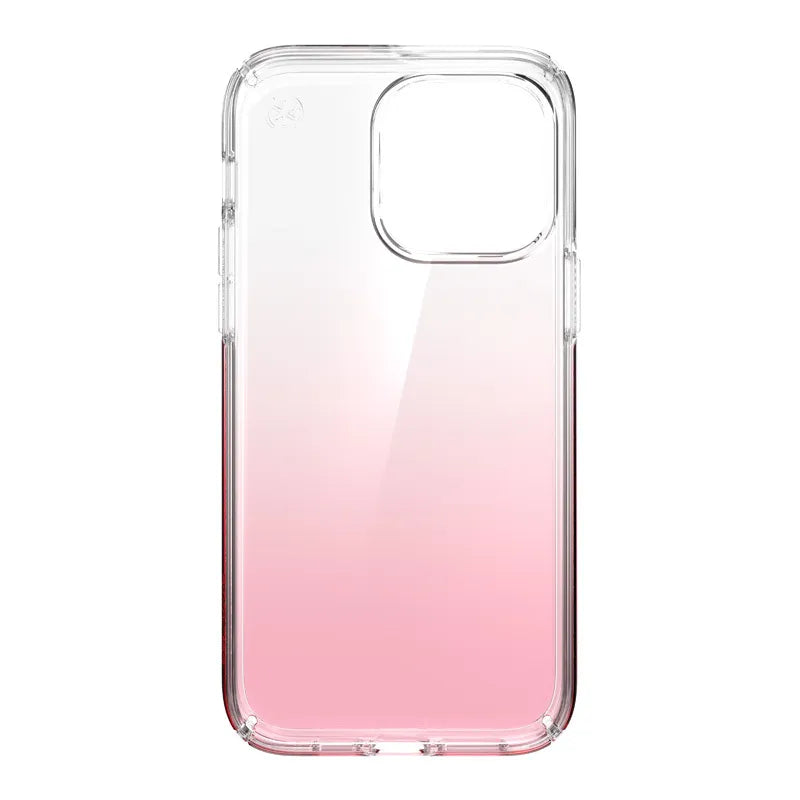 Speck Presidio Perfect-Clear + Ombre dėklas iPhone 14 Pro Max telefonui su MICROBAN danga (Skaidrus / Vintage Rose Fade)