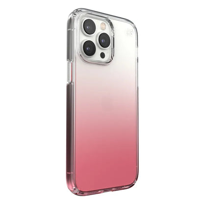 Speck Presidio Perfect-Clear + Ombre dėklas iPhone 14 Pro Max telefonui su MICROBAN danga (Skaidrus / Vintage Rose Fade)