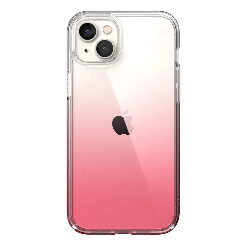 Speck Presidio Perfect-Clear + Ombre - iPhone 15 Plus / 14 Plus dėklas su MICROBAN danga (skaidrus / senovinis rožinis blukimas)