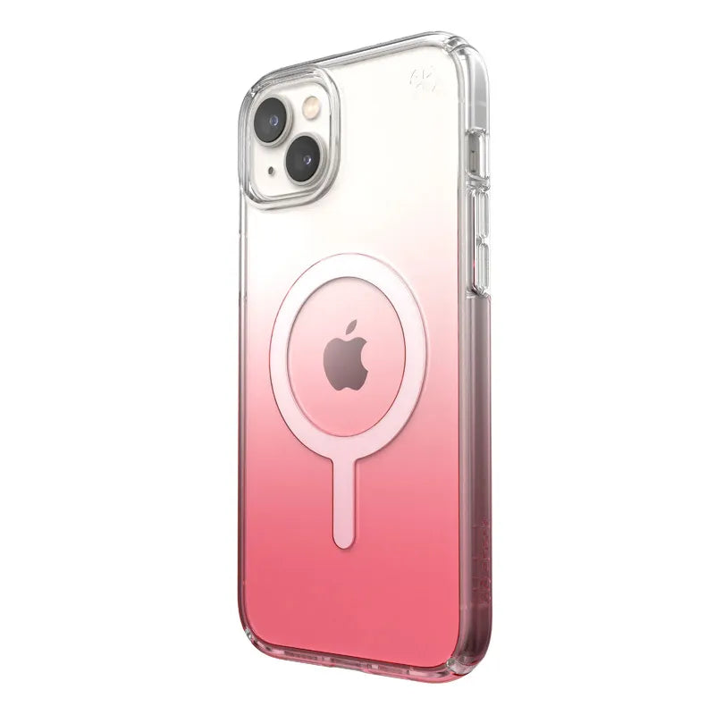 Speck Presidio Perfect-Clear + Ombre + MagSafe - iPhone 15 Plus / 14 Plus dėklas su MICROBAN danga (Skaidrus / Vintage Rose Fade)