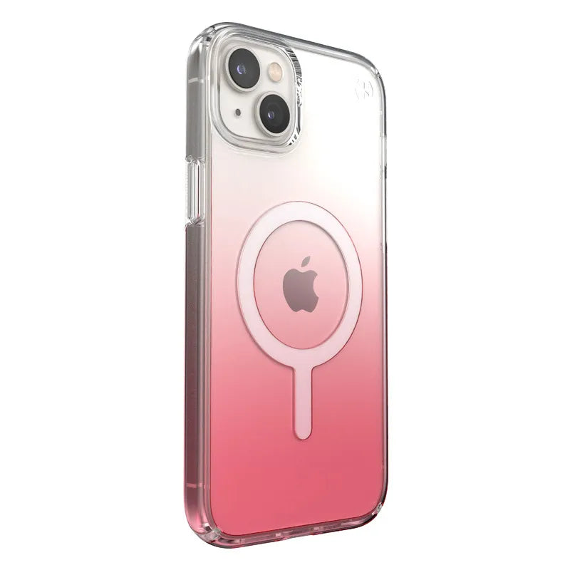 Speck Presidio Perfect-Clear + Ombre + MagSafe - iPhone 15 Plus / 14 Plus dėklas su MICROBAN danga (Skaidrus / Vintage Rose Fade)
