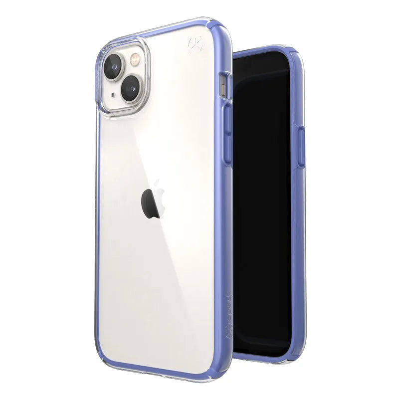 Speck Presidio Perfect-Clear su Impact Geometry – dėklas iPhone 15 Plus / 14 Plus su MICROBAN danga (Skaidrus / Violetinis)