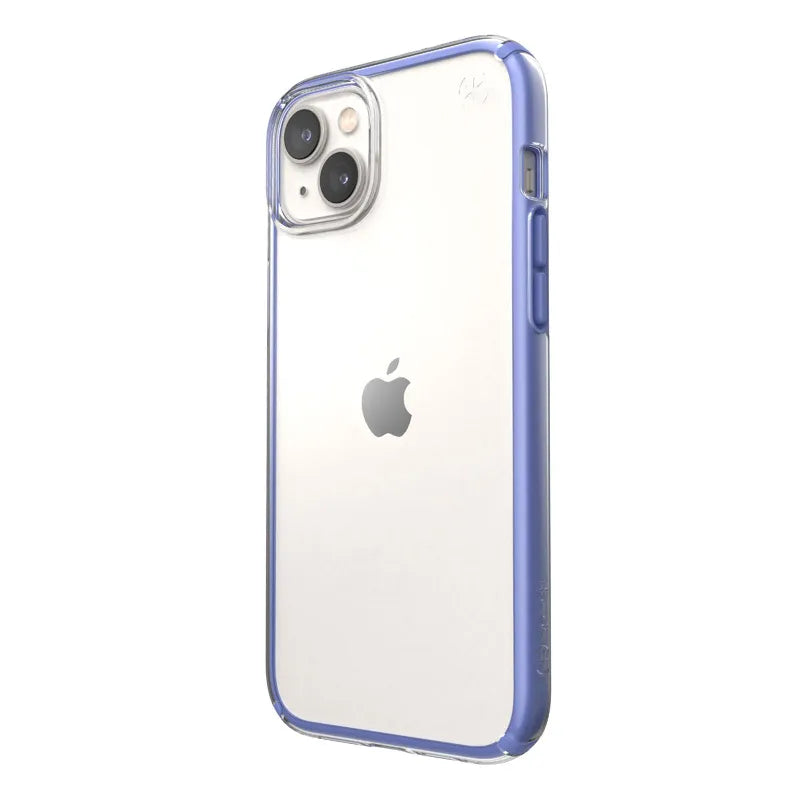 Speck Presidio Perfect-Clear su Impact Geometry – dėklas iPhone 15 Plus / 14 Plus su MICROBAN danga (Skaidrus / Violetinis)