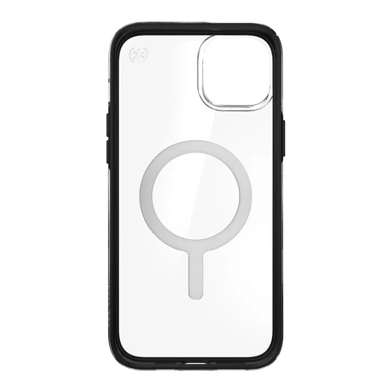 Speck Presidio Perfect-Clear su Impact Geometry + MagSafe – dėklas „iPhone 15 Plus / 14 Plus“ su MICROBAN danga (Skaidrus / Juodas)