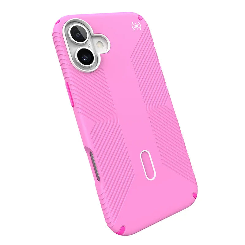 Speck Presidio2 Grip ClickLock ir MagSafe dėklas „iPhone 16 Plus“ (Rožinė / Ryškiai rožinė / Balta)