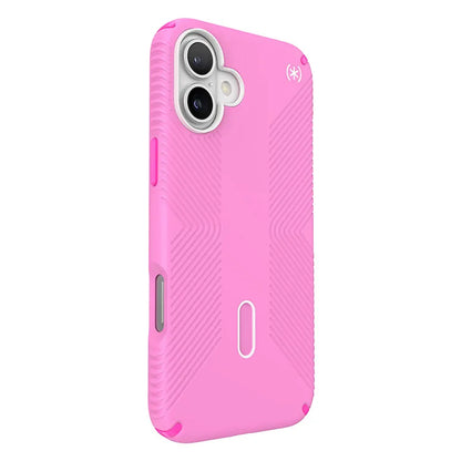 Speck Presidio2 Grip ClickLock ir MagSafe dėklas „iPhone 16 Plus“ (Rožinė / Ryškiai rožinė / Balta)