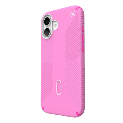 Speck Presidio2 Grip ClickLock ir MagSafe dėklas „iPhone 16 Plus“ (Rožinė / Ryškiai rožinė / Balta)