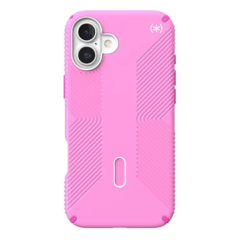 Speck Presidio2 Grip ClickLock ir MagSafe dėklas „iPhone 16 Plus“ (Rožinė / Ryškiai rožinė / Balta)