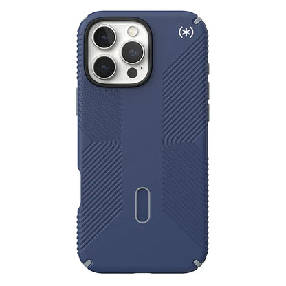 Speck Presidio2 Grip ClickLock ir MagSafe dėklas „iPhone 16 Pro Max“ (Coastal Blue / Dust Gray / White)