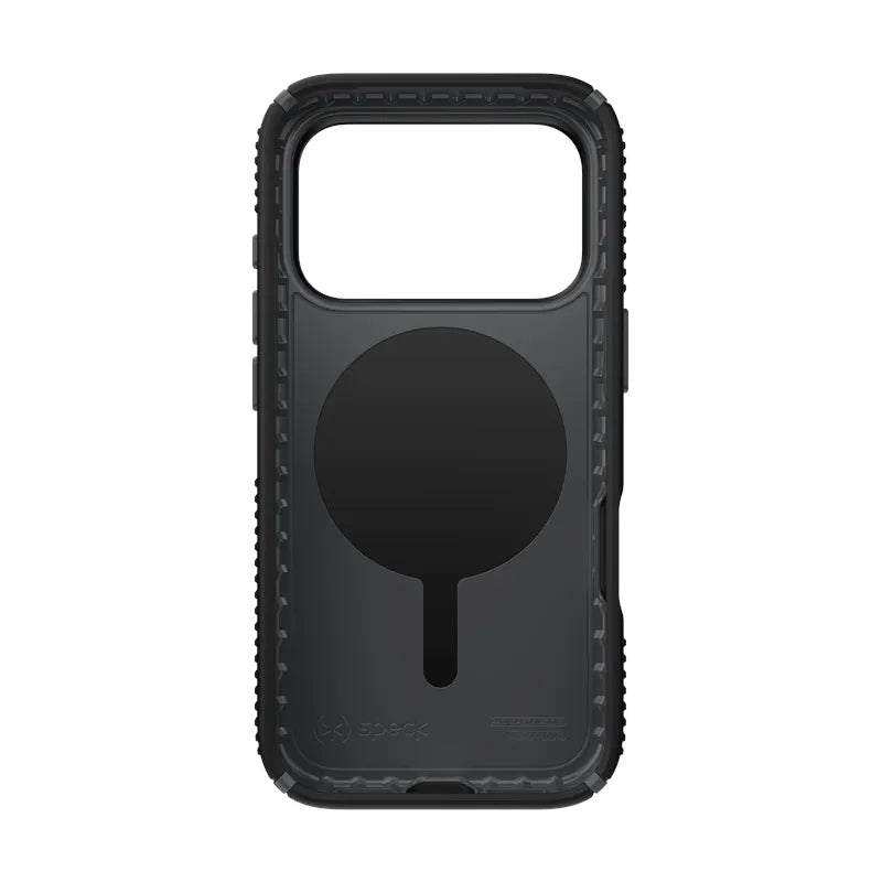 Speck Presidio2 Grip ClickLock ir MagSafe – dėklas iPhone 17 Pro (juodos / plokščių pilkos / baltos spalvos)