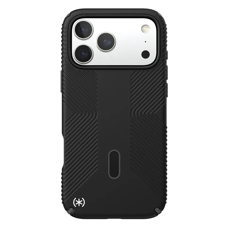 Speck Presidio2 Grip ClickLock ir MagSafe dėklas, skirtas iPhone 17 Pro Max (juoda / pilka / balta)