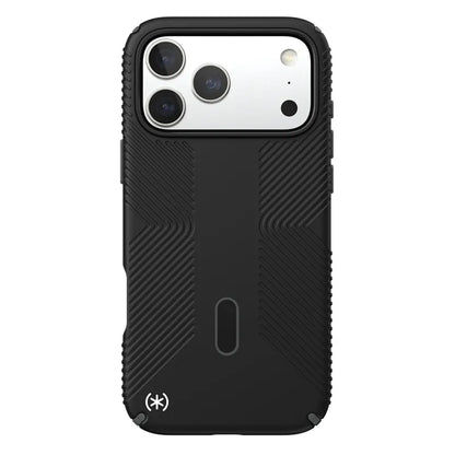 Speck Presidio2 Grip ClickLock ir MagSafe dėklas, skirtas iPhone 17 Pro Max (juoda / pilka / balta)