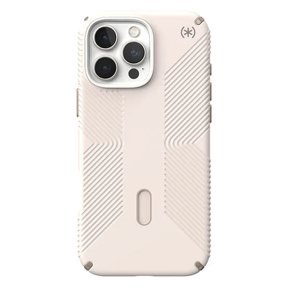 Speck Presidio2 Grip ClickLock ir MagSafe – iPhone 16 Pro Max dėklas (Bleached Bone / Heirloom Gold / Hazel Brown)