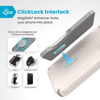 Speck Presidio2 Grip ClickLock ir MagSafe – iPhone 16 Pro Max dėklas (Bleached Bone / Heirloom Gold / Hazel Brown)