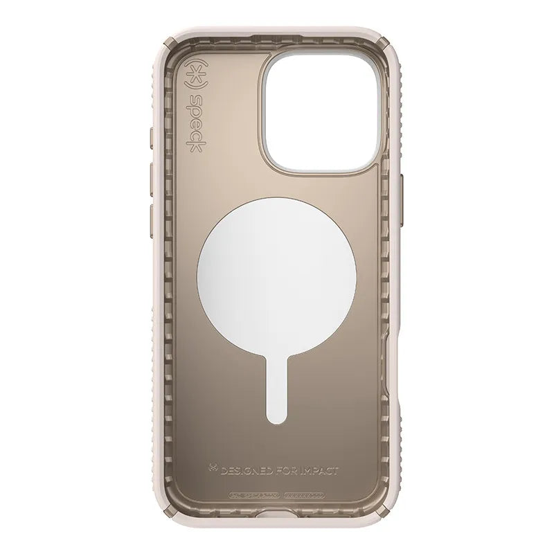 Speck Presidio2 Grip ClickLock ir MagSafe – iPhone 16 Pro Max dėklas (Bleached Bone / Heirloom Gold / Hazel Brown)