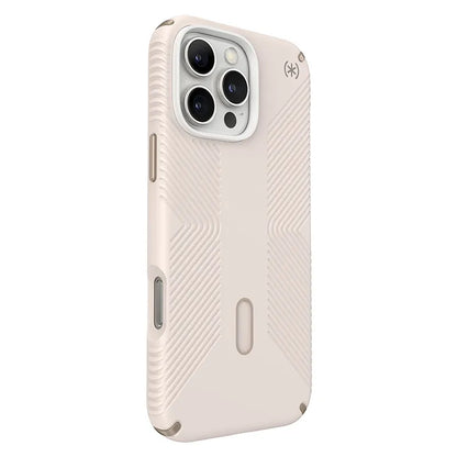 Speck Presidio2 Grip ClickLock ir MagSafe – iPhone 16 Pro Max dėklas (Bleached Bone / Heirloom Gold / Hazel Brown)