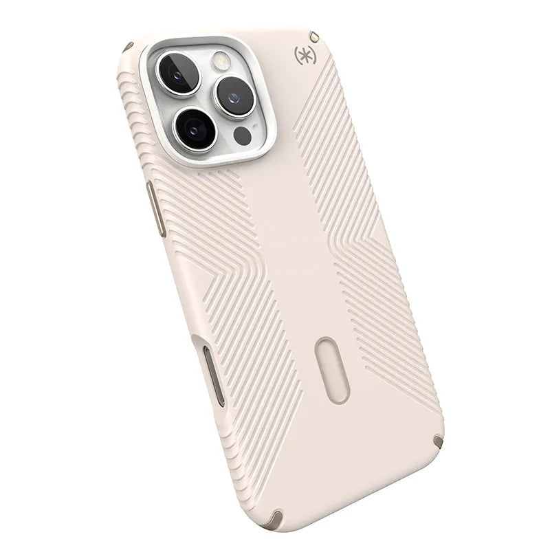 Speck Presidio2 Grip ClickLock ir MagSafe – iPhone 16 Pro Max dėklas (Bleached Bone / Heirloom Gold / Hazel Brown)