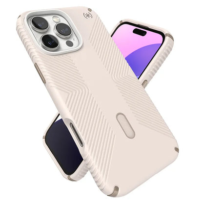 Speck Presidio2 Grip ClickLock ir MagSafe – iPhone 16 Pro Max dėklas (Bleached Bone / Heirloom Gold / Hazel Brown)
