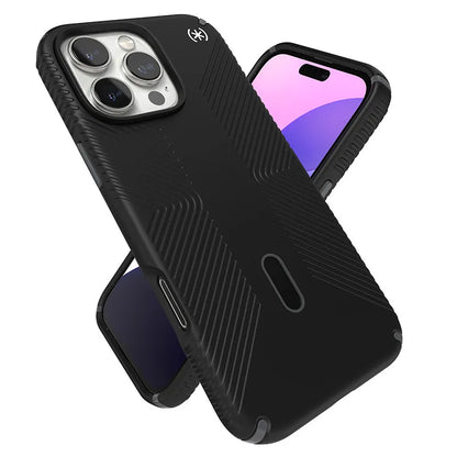 Speck Presidio2 Grip ClickLock ir MagSafe – iPhone 16 Pro Max dėklas (juodas / skalūno pilkas / baltas)