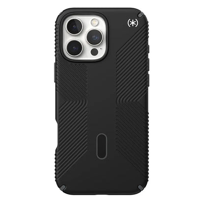 Speck Presidio2 Grip ClickLock ir MagSafe – iPhone 16 Pro Max dėklas (juodas / skalūno pilkas / baltas)