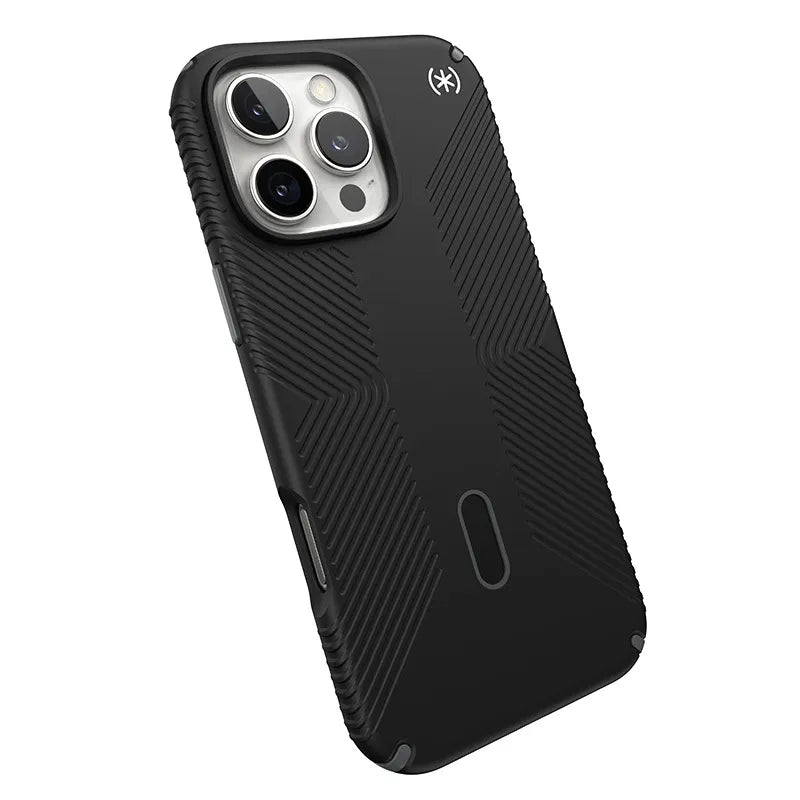 Speck Presidio2 Grip ClickLock ir MagSafe – iPhone 16 Pro Max dėklas (juodas / skalūno pilkas / baltas)