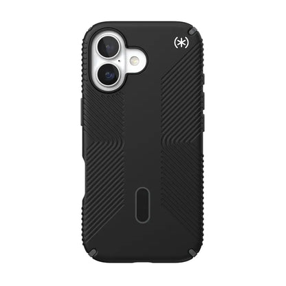 Speck Presidio2 Grip ClickLock ir MagSafe – iPhone 17 dėklas (juoda / alyvuogių pilka / balta)