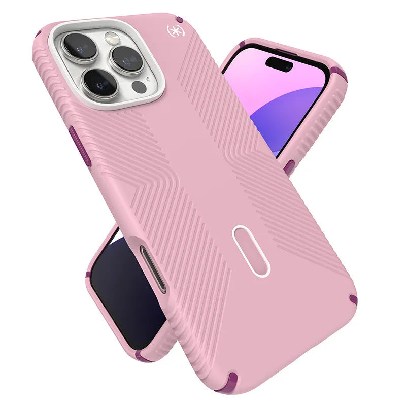 Speck Presidio2 Grip ClickLock & MagSafe – dėklas iPhone 16 Pro Max (trečiadienio rožinė / šermukšnio violetinė / balta)