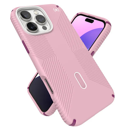 Speck Presidio2 Grip ClickLock & MagSafe – dėklas iPhone 16 Pro Max (trečiadienio rožinė / šermukšnio violetinė / balta)