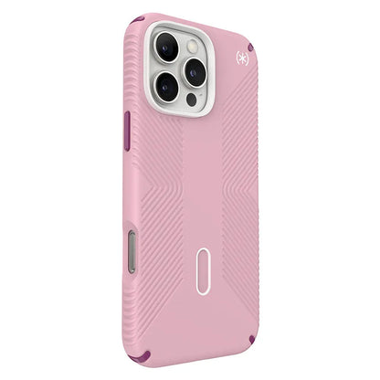Speck Presidio2 Grip ClickLock & MagSafe – dėklas iPhone 16 Pro Max (trečiadienio rožinė / šermukšnio violetinė / balta)