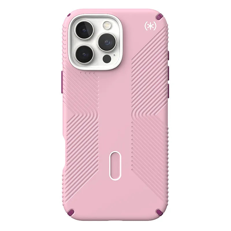 Speck Presidio2 Grip ClickLock & MagSafe – dėklas iPhone 16 Pro Max (trečiadienio rožinė / šermukšnio violetinė / balta)