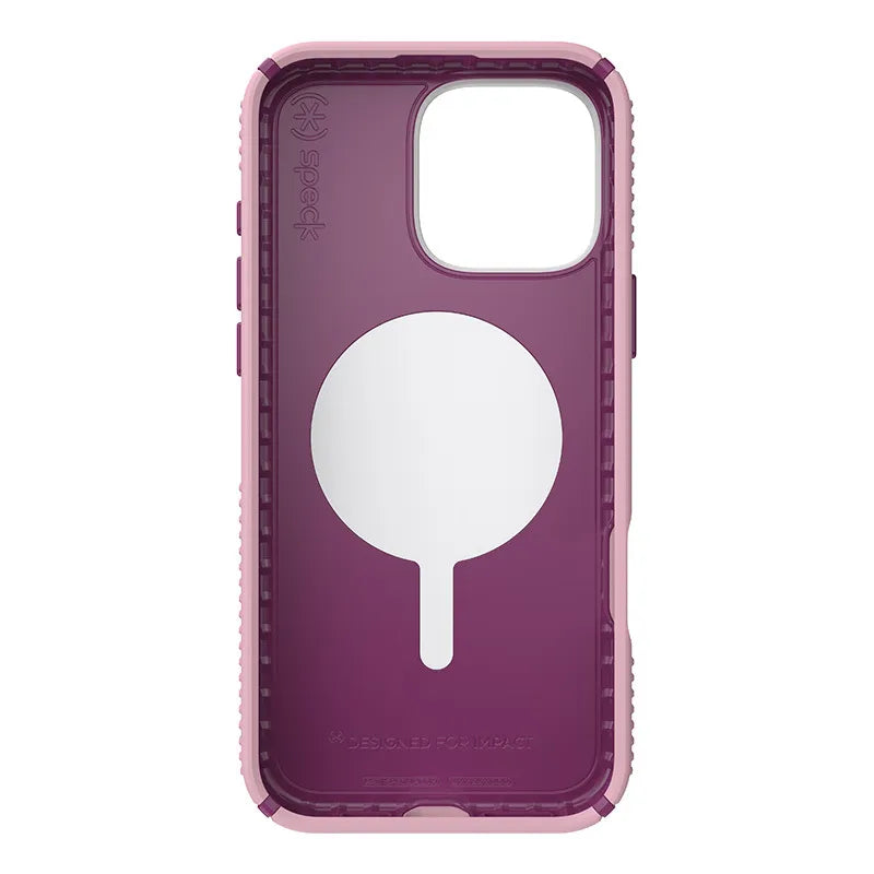 Speck Presidio2 Grip ClickLock & MagSafe – dėklas iPhone 16 Pro Max (trečiadienio rožinė / šermukšnio violetinė / balta)