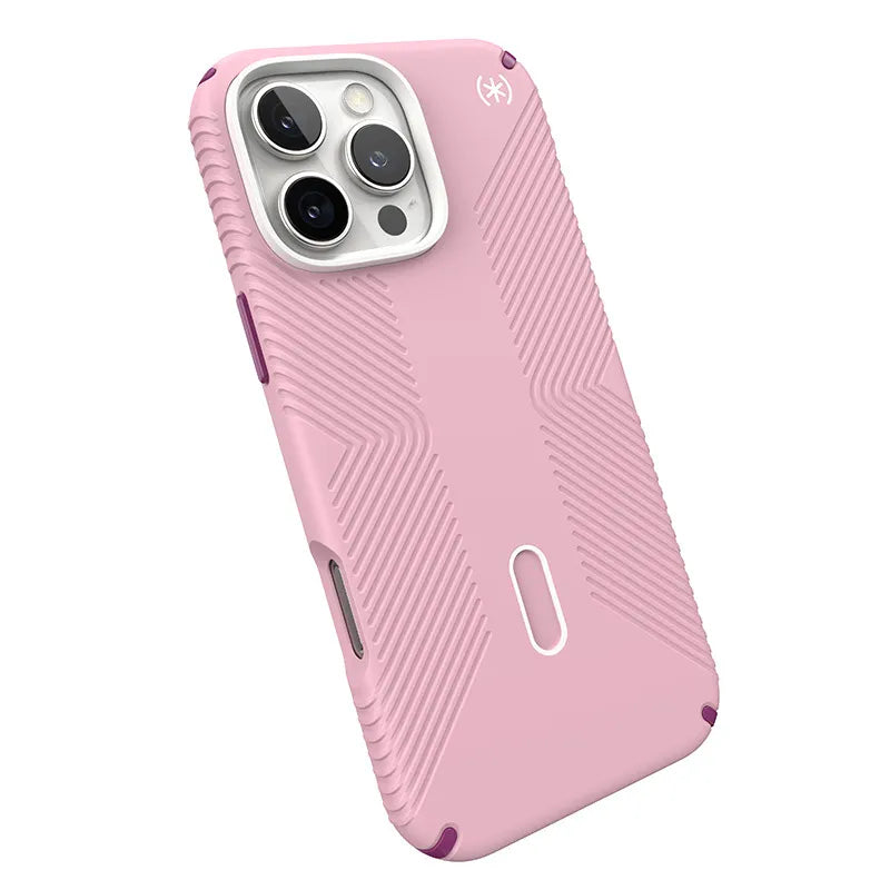 Speck Presidio2 Grip ClickLock & MagSafe – dėklas iPhone 16 Pro Max (trečiadienio rožinė / šermukšnio violetinė / balta)