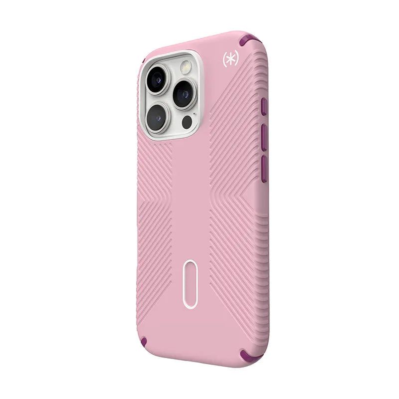 Speck Presidio2 Grip ClickLock & MagSafe – dėklas, skirtas iPhone 16 Pro (trečiadienio rožinė / Boysenberry violetinė / balta)