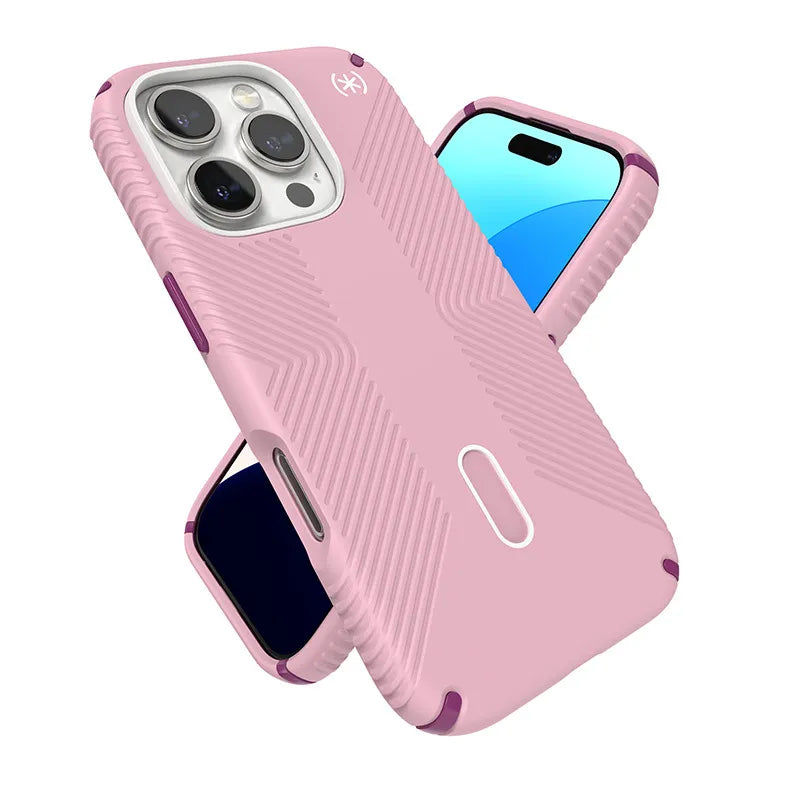 Speck Presidio2 Grip ClickLock & MagSafe – dėklas, skirtas iPhone 16 Pro (trečiadienio rožinė / Boysenberry violetinė / balta)