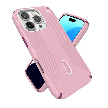 Speck Presidio2 Grip ClickLock & MagSafe – dėklas, skirtas iPhone 16 Pro (trečiadienio rožinė / Boysenberry violetinė / balta)