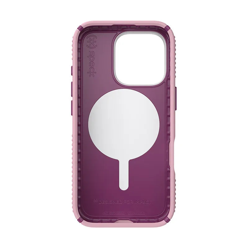 Speck Presidio2 Grip ClickLock & MagSafe – dėklas, skirtas iPhone 16 Pro (trečiadienio rožinė / Boysenberry violetinė / balta)