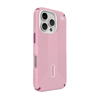 Speck Presidio2 Grip ClickLock & MagSafe – dėklas, skirtas iPhone 16 Pro (trečiadienio rožinė / Boysenberry violetinė / balta)