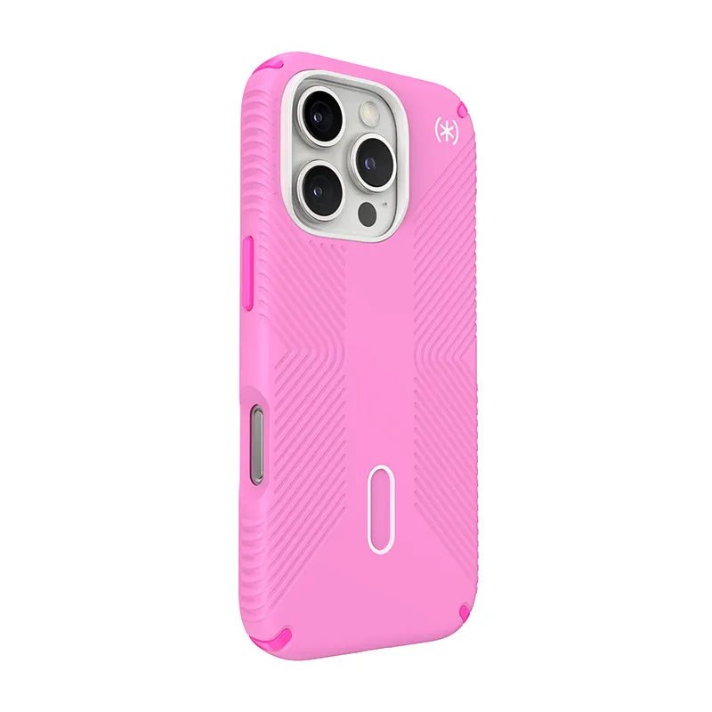 Speck Presidio2 Grip ClickLock & MagSafe – iPhone 16 Pro dėklas (True Pink / Shocking Pink / White)