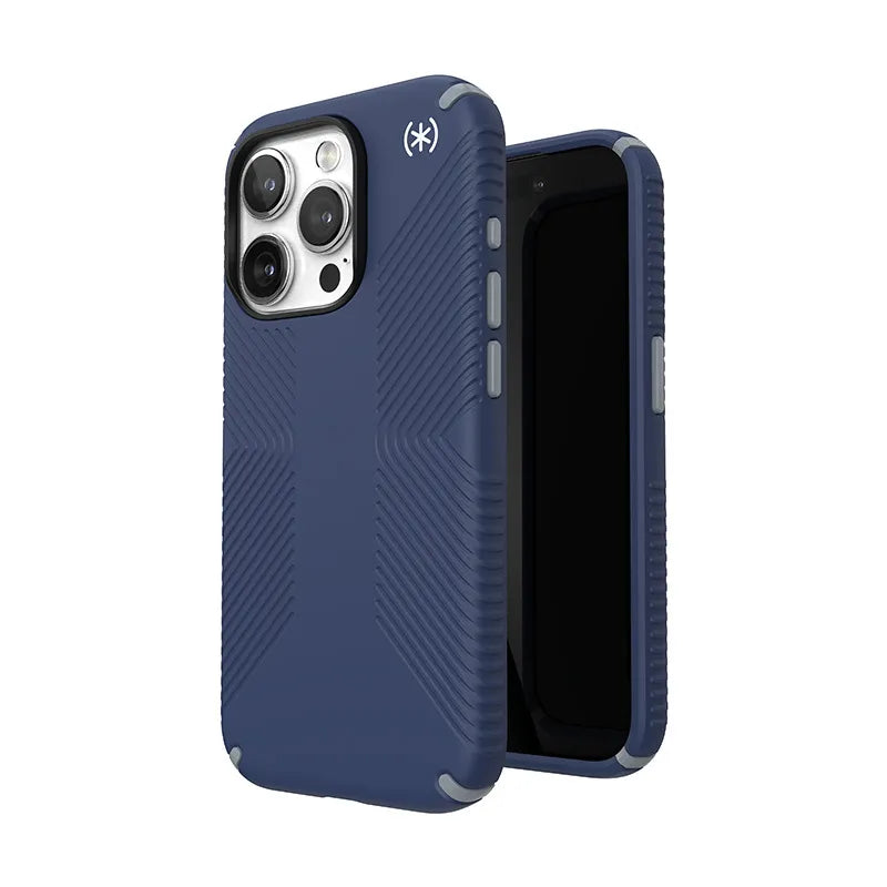Speck Presidio2 Grip – Dėklas iPhone 15 Pro (Coastal Blue / Dust Gray / White)