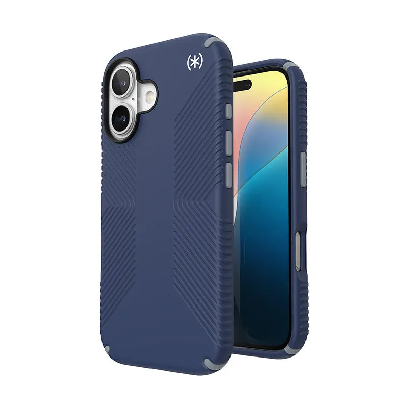 Speck Presidio2 Grip - Dėklas iPhone 16 (Coastal Blue / Dust Gray / White)