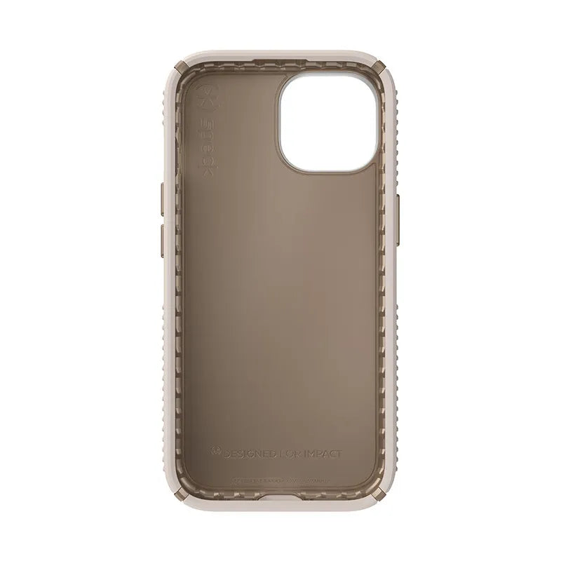 Speck Presidio2 Grip – dėklas iPhone 16e / iPhone 15 / iPhone 14 / iPhone 13 (Bleached Bone / Heirloom Gold / Hazel Brown)