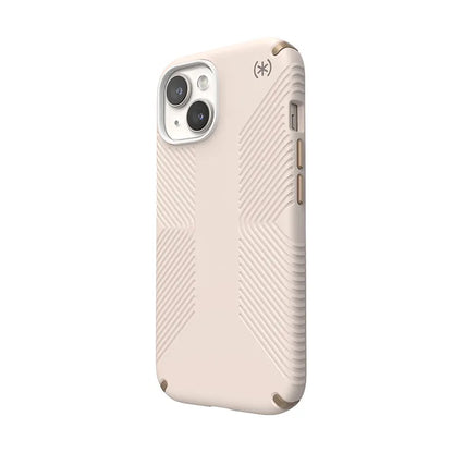 Speck Presidio2 Grip – dėklas iPhone 16e / iPhone 15 / iPhone 14 / iPhone 13 (Bleached Bone / Heirloom Gold / Hazel Brown)